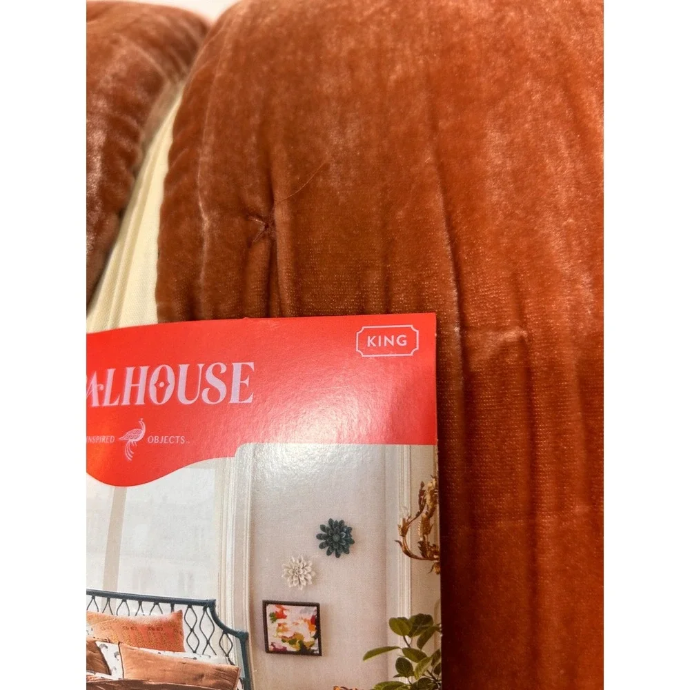 NWT OPALHOUSE KING Tufted Velvet Stitch Quilt Terracotta Orange DISCONTINUED